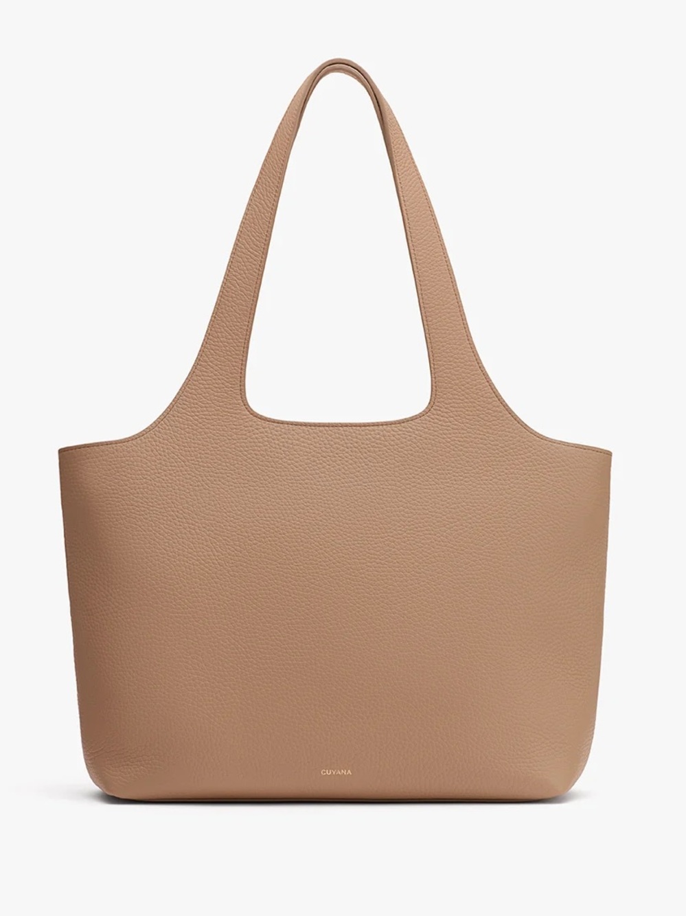 CUYANA 13” system tote bag purse Minimalist Taupe Leather cappuccino brown